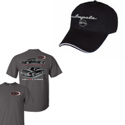 chevy-impala-blackline-mens-t-shirt-liquid-metal-logo-black-cap-bundle