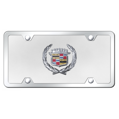 Cadillac License Plate Kit - Chrome on White
