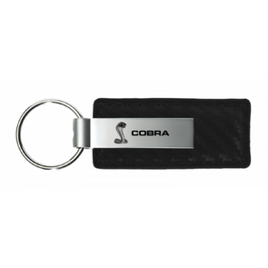 Cobra Carbon Fiber Leather Key Fob - Black