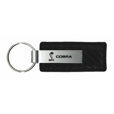 Cobra Carbon Fiber Leather Key Fob - Black