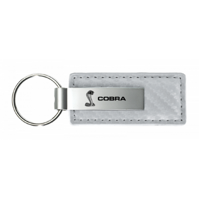 Cobra Carbon Fiber Leather Key Fob - White