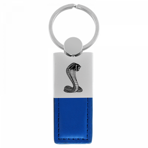 Cobra Duo Leather / Chrome Key Fob - Blue