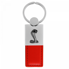 Cobra Duo Leather / Chrome Key Fob - Red