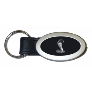 Cobra Oval Leather Key Fob - Black