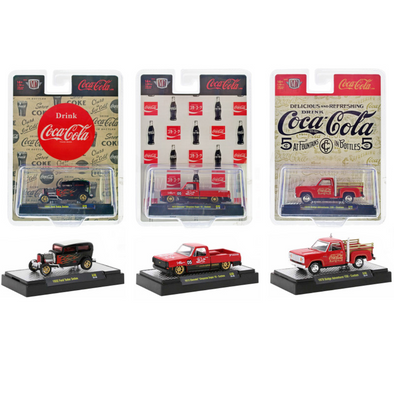 "Coca-Cola" Set of 3 pieces Release 36 Limited Edition to 10000 pieces Worldwide 1/64 Diecast Model Cars by M2 Machines