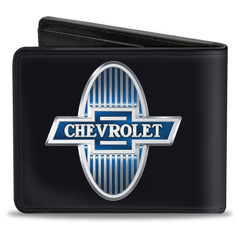 1929 Chevrolet Bowtie Logo Black & Blue Bi-Fold Wallet