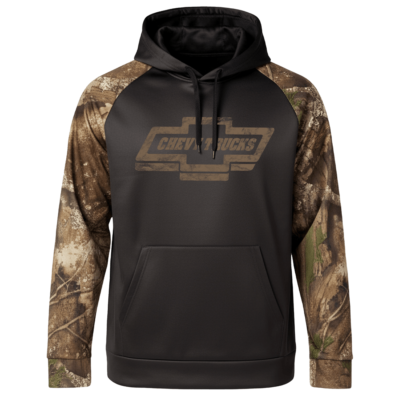 Colorblock Camo Heritage Chevy Trucks Hoodie – Black / Realtree Camo