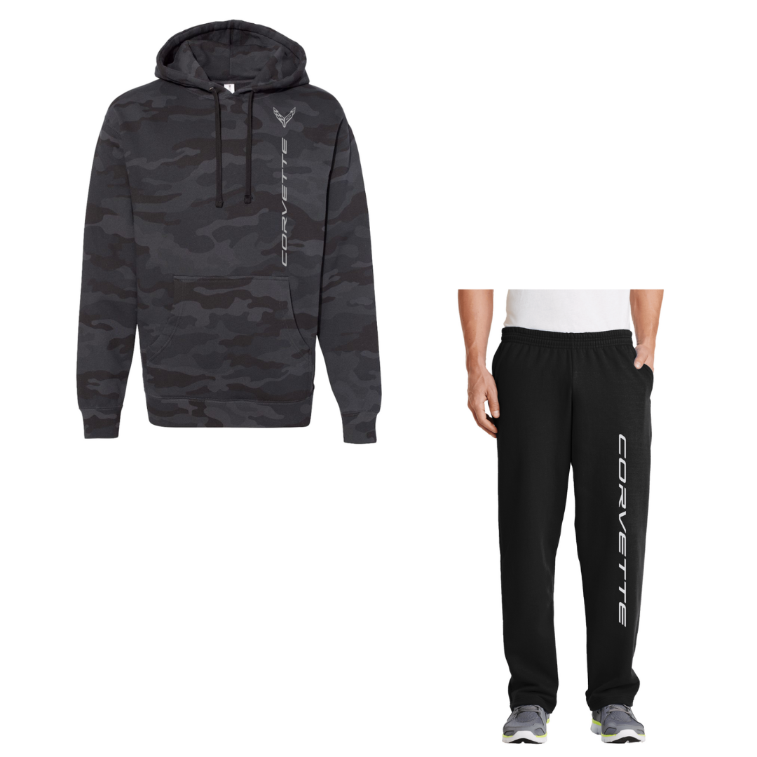 Corvette Black Camo Hoodie & Sweatpants Bundle