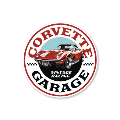 Corvette Garage Vintage Racing Aluminum Sign