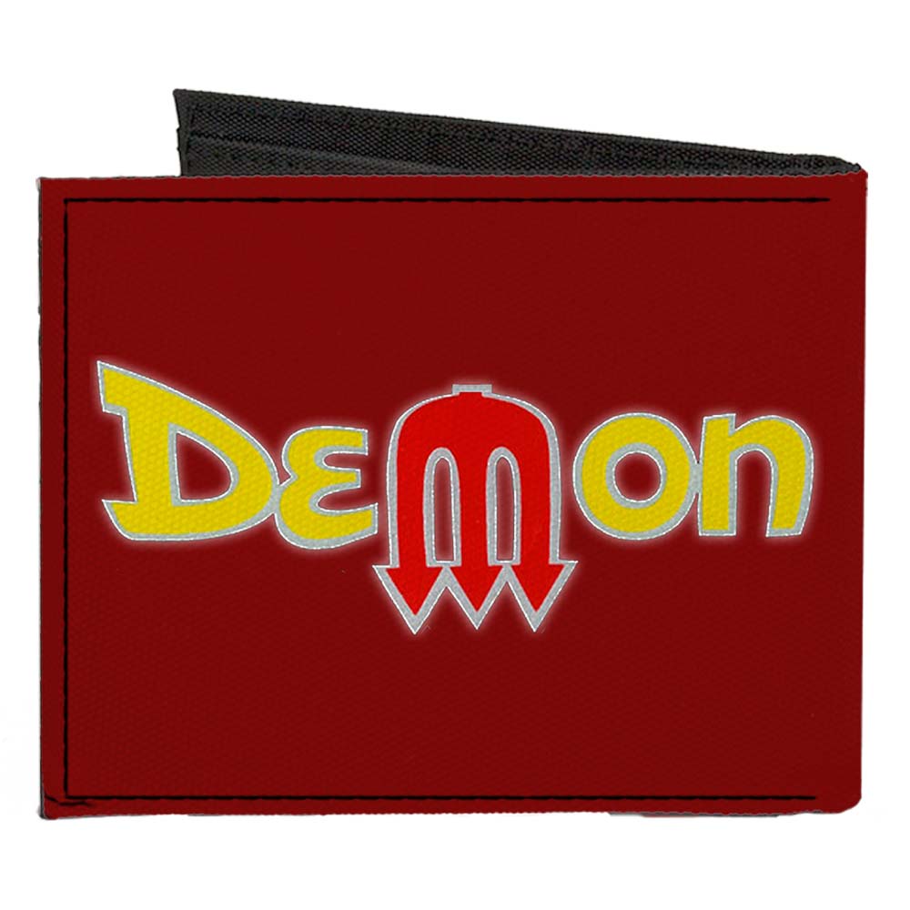 Vintage Dodge Demon Logo Burgundy & Yellow Canvas Bi-Fold Wallet