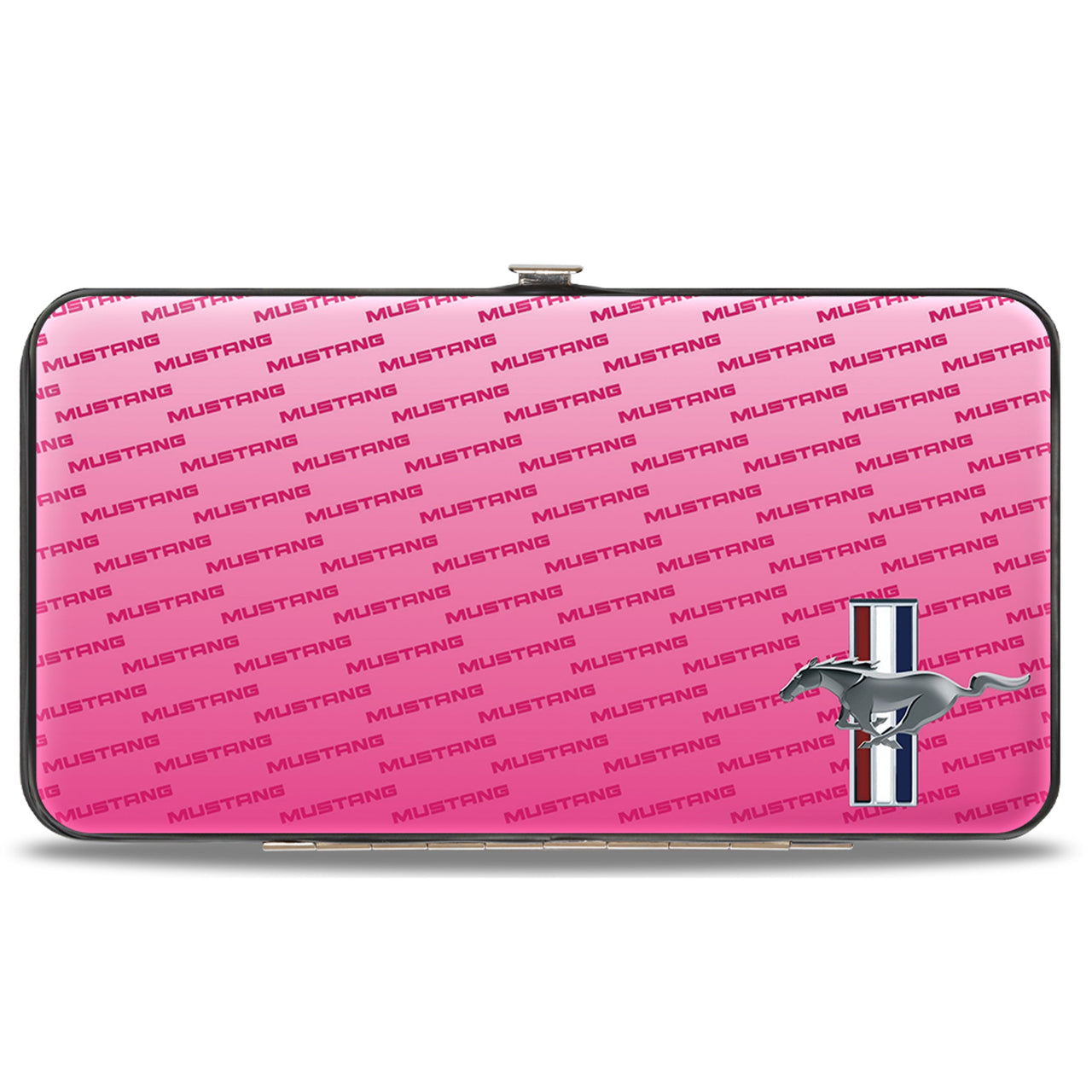 Ford Mustang Tri-Bar w/ Mustang Text Pink Hinged Wallet