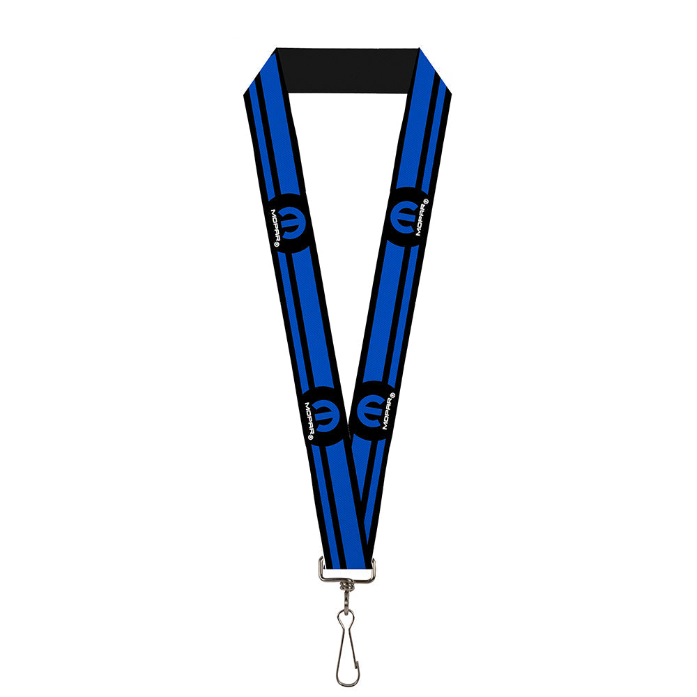 Mopar Logo Stripe Black & Blue Lanyard - 1.0"