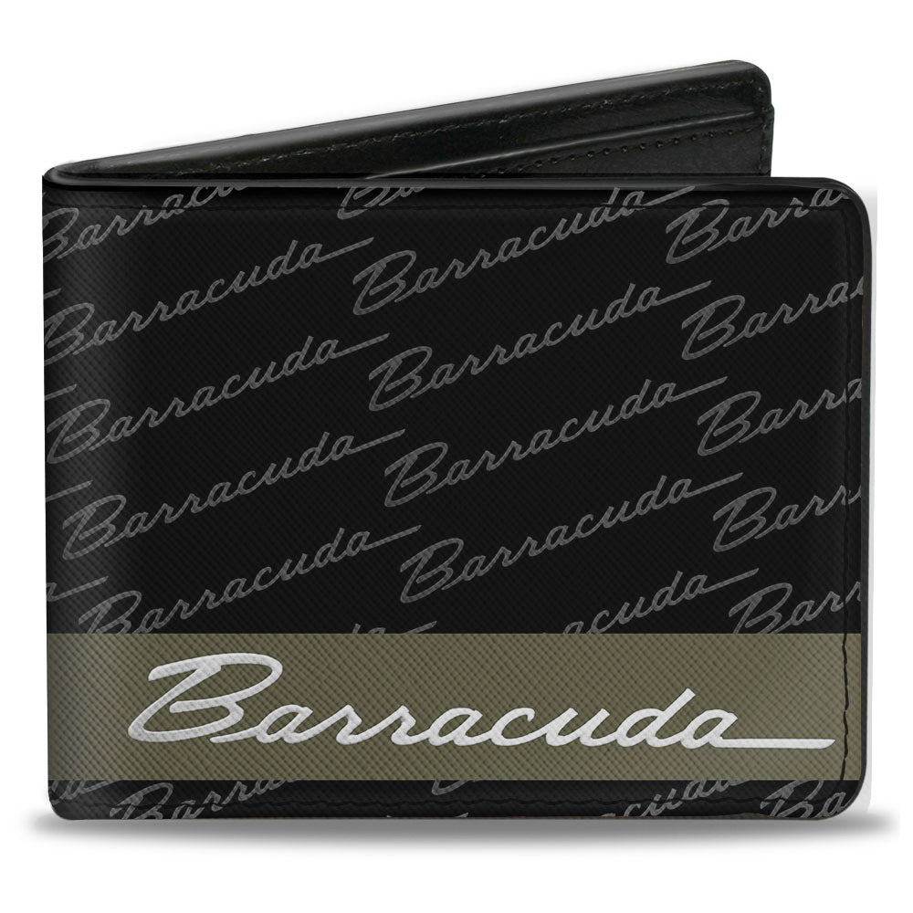 Plymouth Barracuda Script Monogram Black & Olive Bi-Fold Wallet