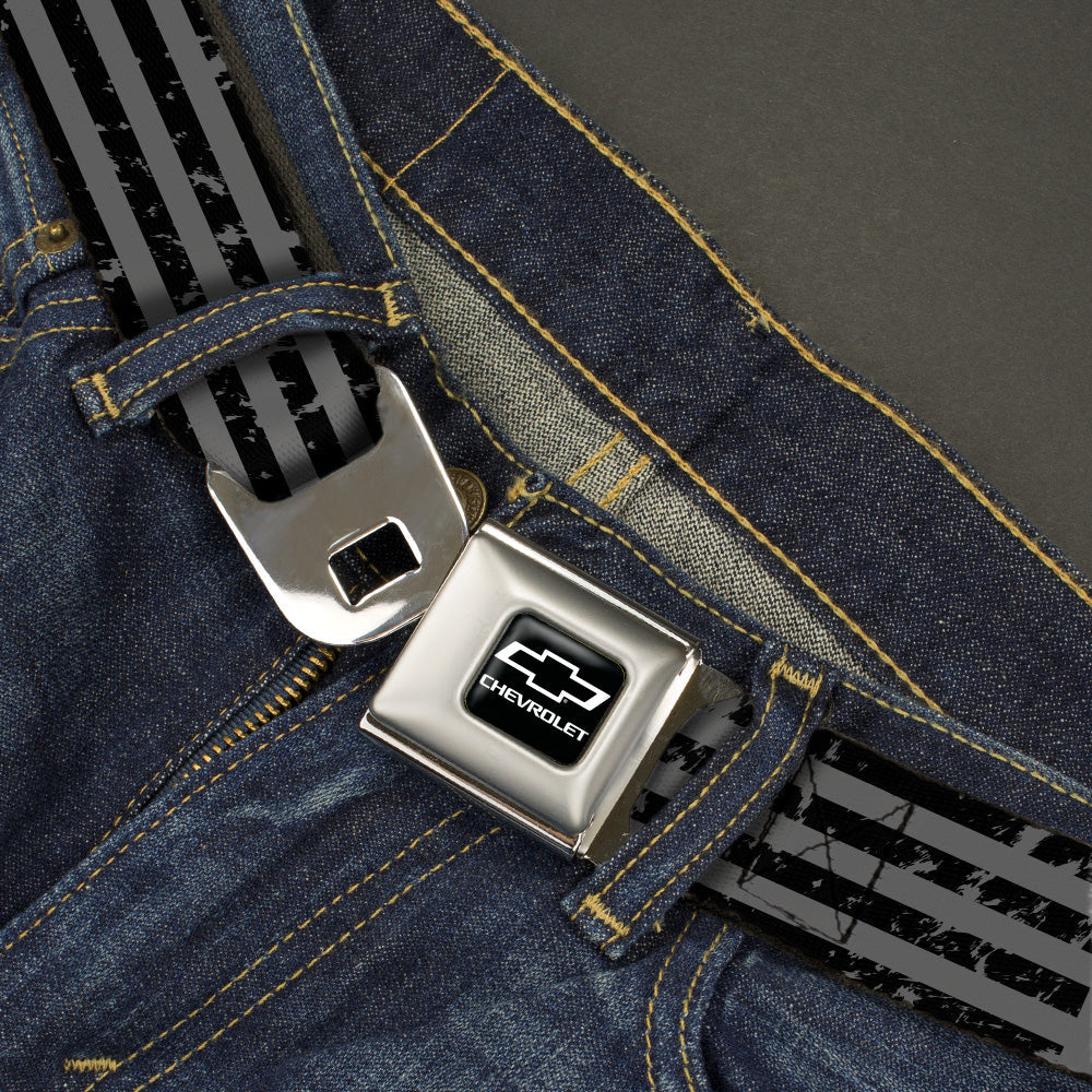 Chevrolet Bowtie American Stripes Weathered Gray & Black Seatbelt Belt