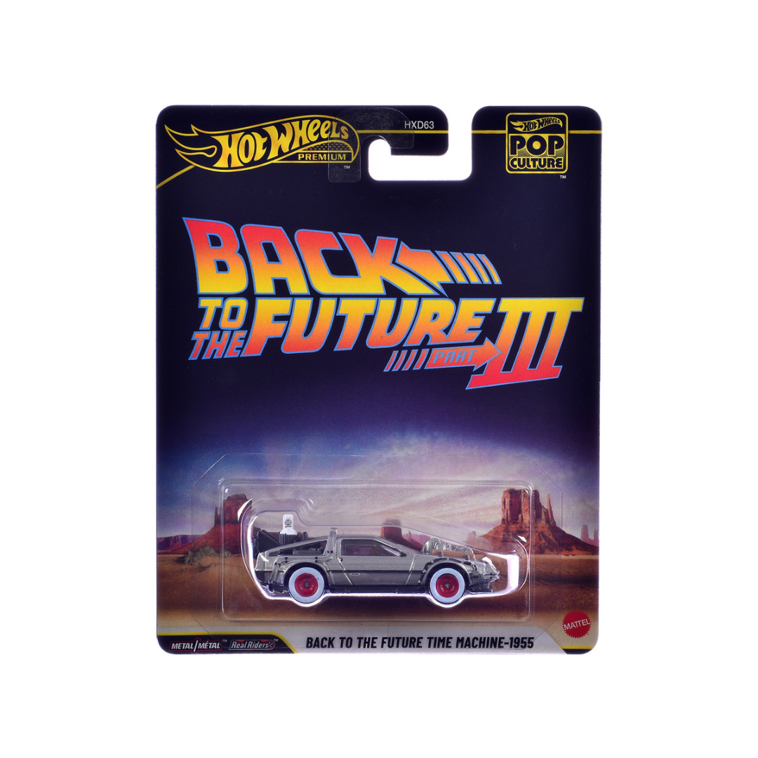 DMC DeLorean Time Machine Brushed Metal "Back to the Future Part III" (1990) Movie "Pop Culture" Series Diecast Model Car by Hot Wheels