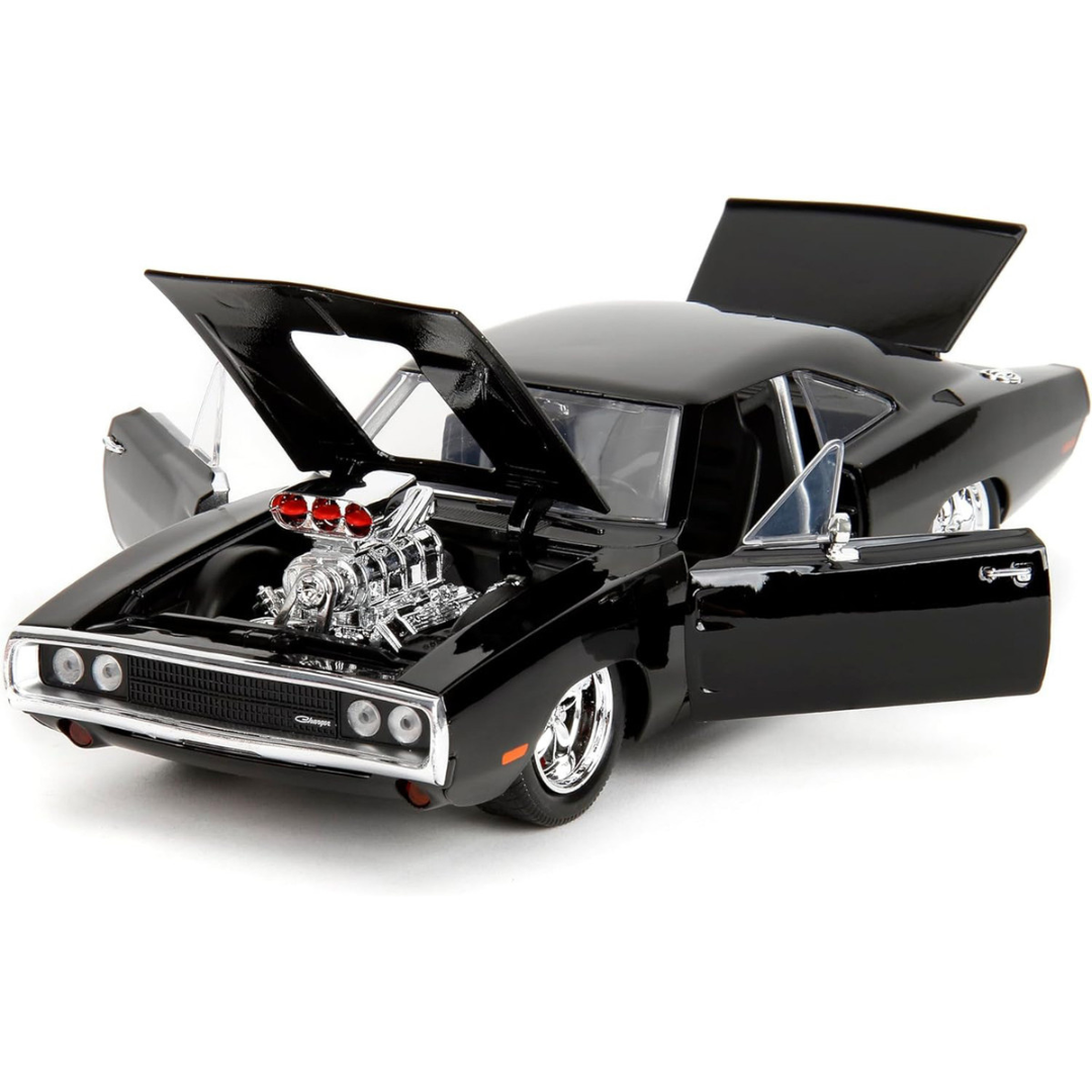 Dodge Charger R/T Black with Dom Diecast Figure "Fast & Furious" (2009) Movie "Hollywood Rides" Series 1/24 Diecast Model Car