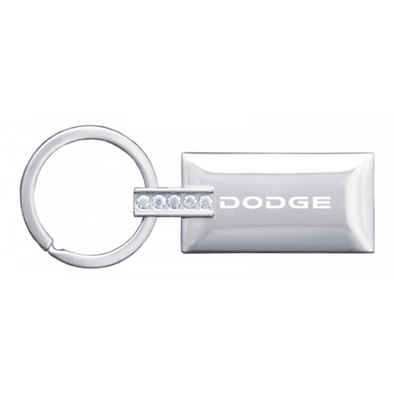 Dodge Jeweled Rectangular Key Fob - Silver