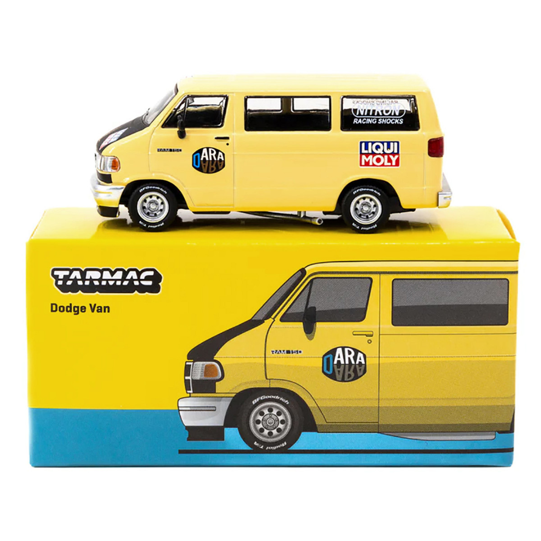 Dodge Ram 150 Van Yellow with Black Hood and Graphics "Global64" Series 1/64 Diecast Model