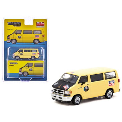 Dodge Ram 150 Van Yellow with Black Hood and Graphics "Global64" Series 1/64 Diecast Model
