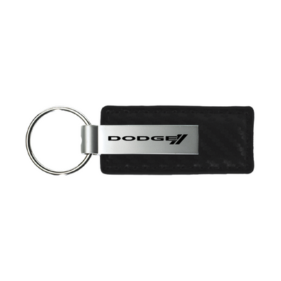 Dodge Stripe Carbon Fiber Leather Key Fob in Black