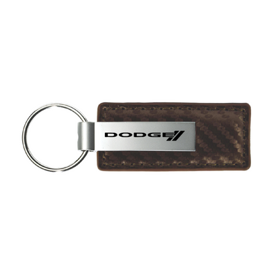 Dodge Stripe Carbon Fiber Leather Key Fob in Taupe