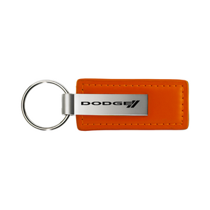 Dodge Stripe Leather Key Fob in Orange