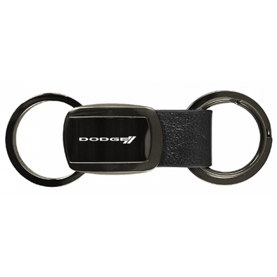 dodge-stripe-leather-tri-ring-key-fob-in-gun-metal-37627-classic-auto-store-online