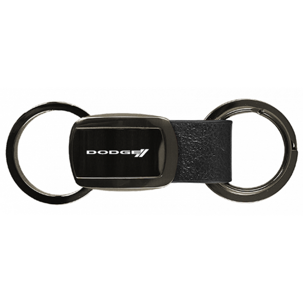 dodge-stripe-leather-tri-ring-key-fob-in-gun-metal-37627-classic-auto-store-online