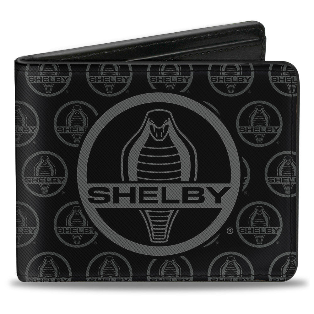 Shelby Cobra Center Monogram Black & Gray Bi-Fold Wallet