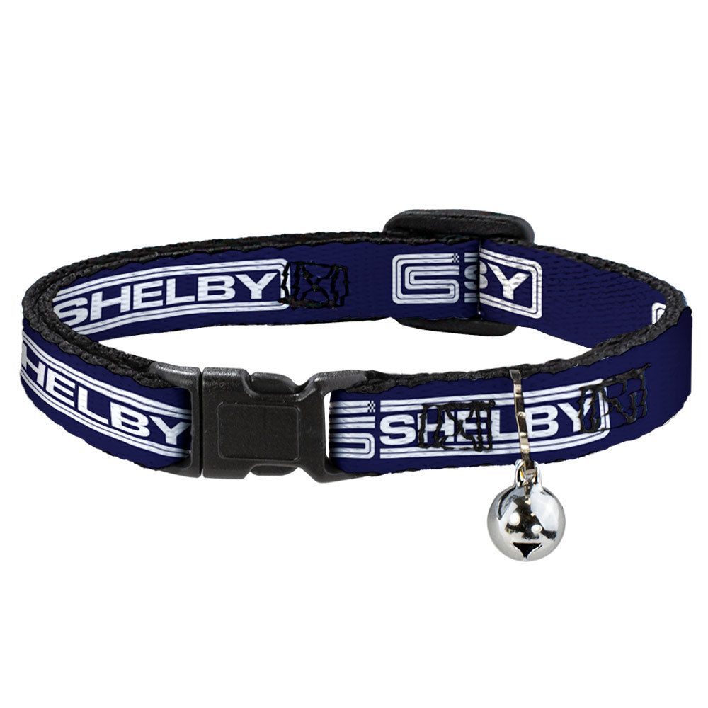 Carroll Shelby Navy & White Cat Collar Breakaway with Bell - Narrow Fits 8.5-12"