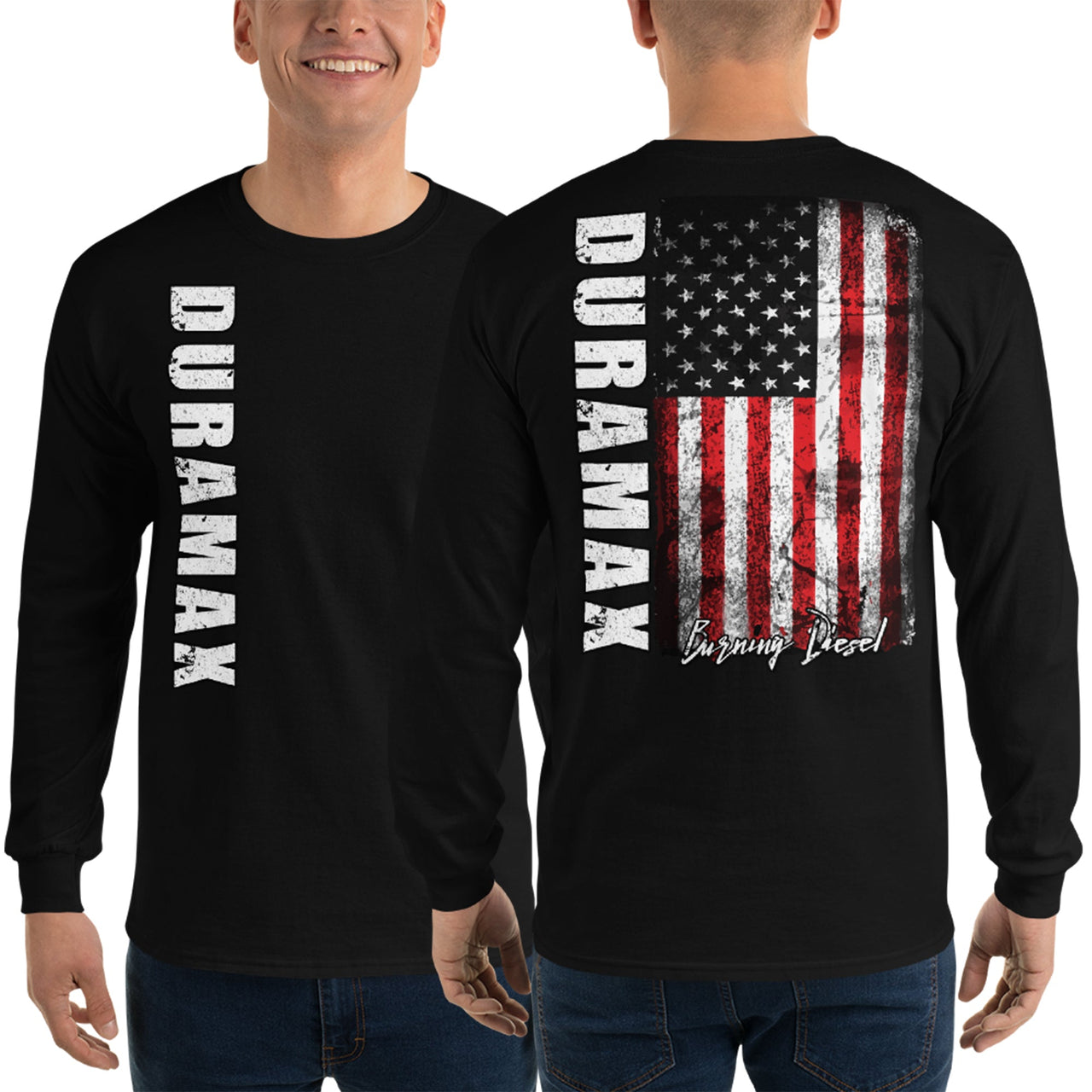 Duramax Shirt With American Flag Design Men's Long Sleeve T-Shirt