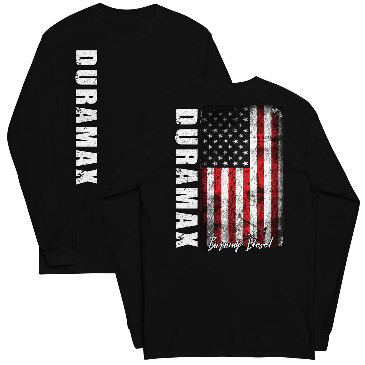 Duramax Shirt With American Flag Design Men's Long Sleeve T-Shirt