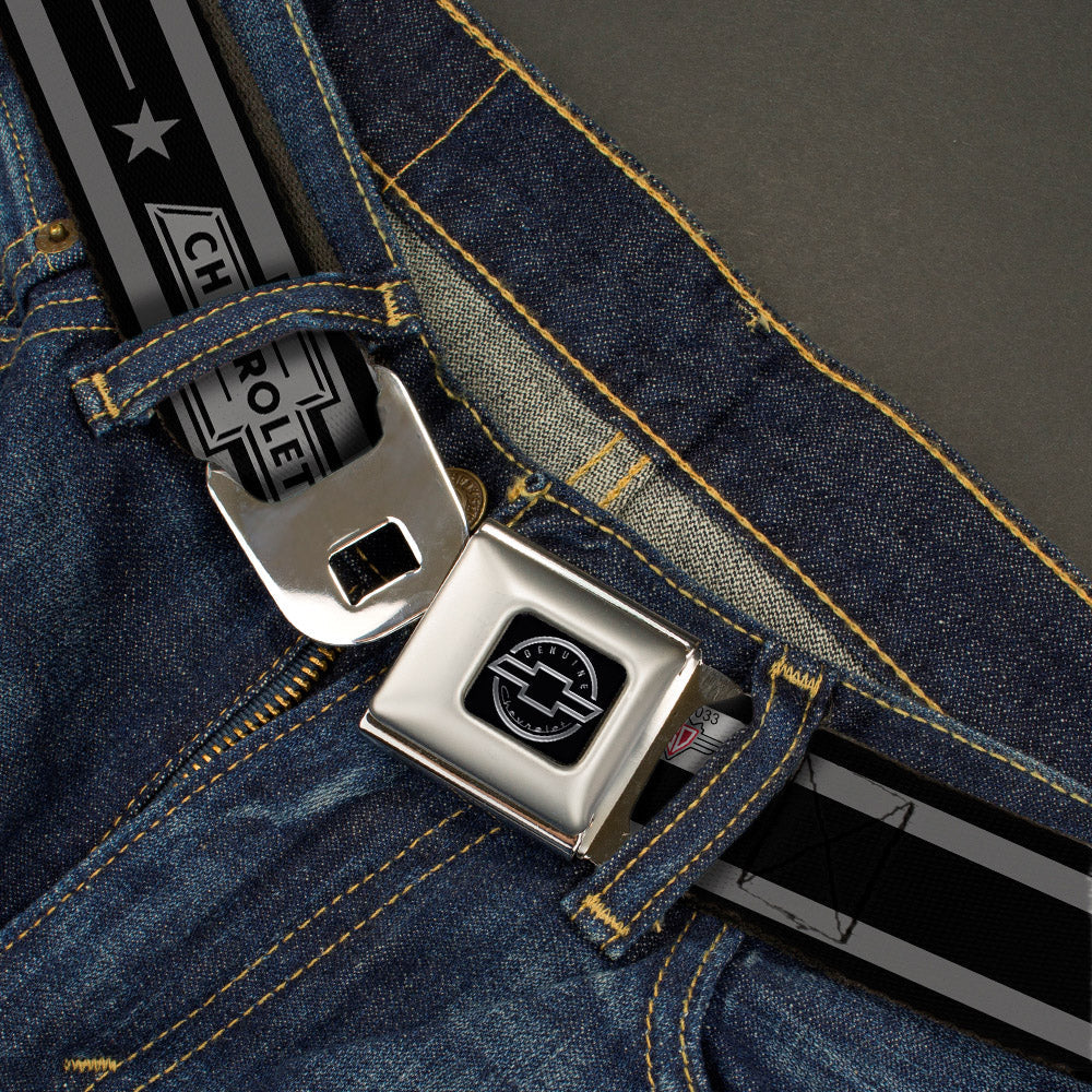 1934 Vintage Chevrolet Bowtie Black & Gray Seatbelt Belt