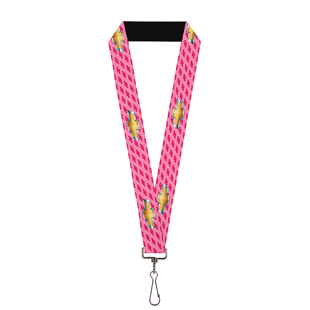 Chevy Gold Bowtie w Logo Pink Lanyard - 1.0"