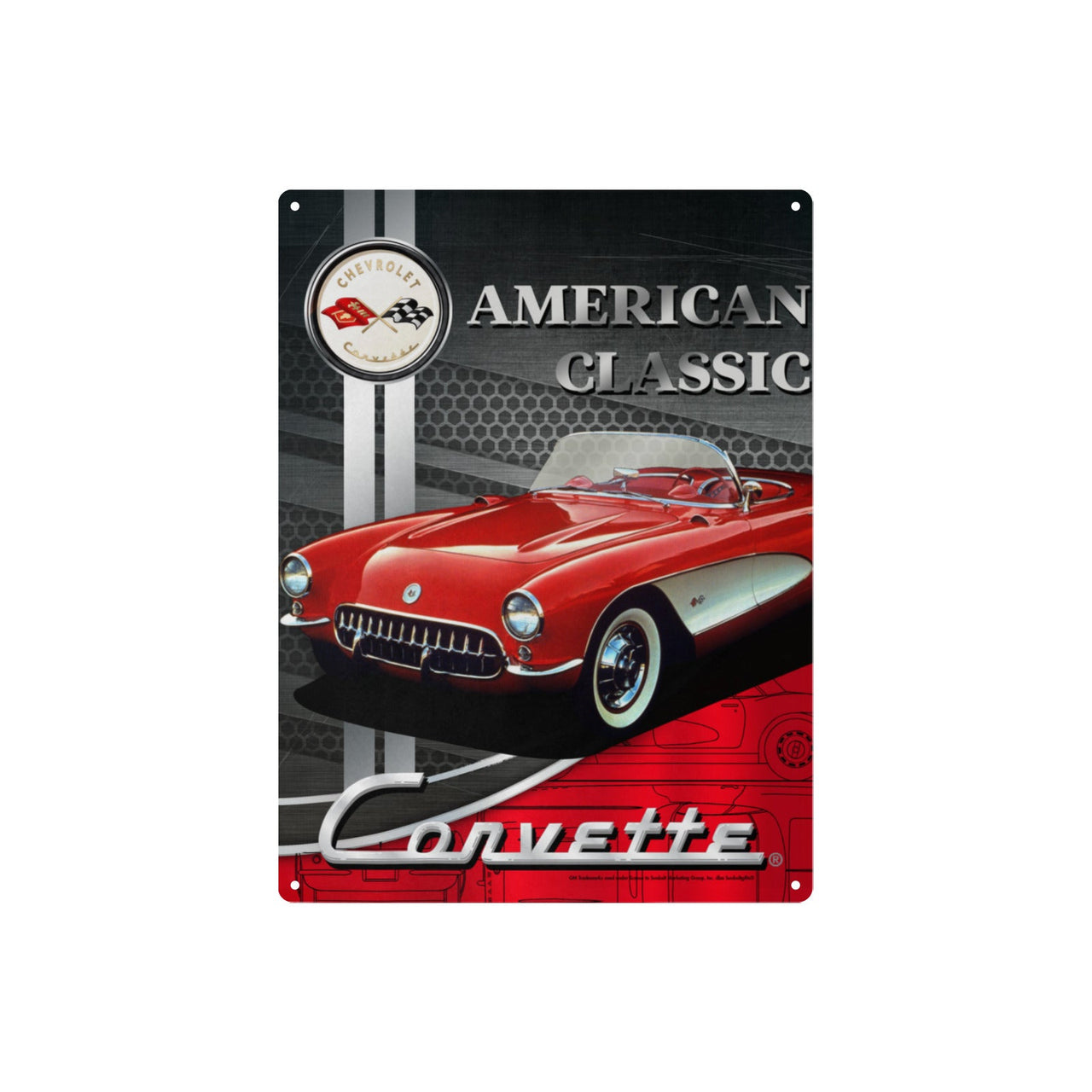 Corvette C1 12" x 16" Tin Sign  Vintage Muscle Car Wall Art, Classic Muscle Car Decor for Garage, Man Cave, Bar, or Home