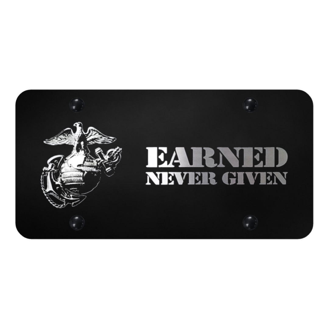 earned-never-given-license-plate-laser-etched-black