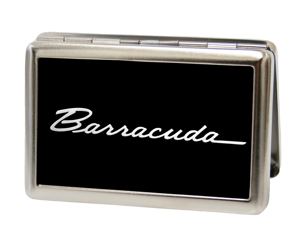 Plymouth Barracuda Script Logo FCG Black & Silver Business Card Holder - Large