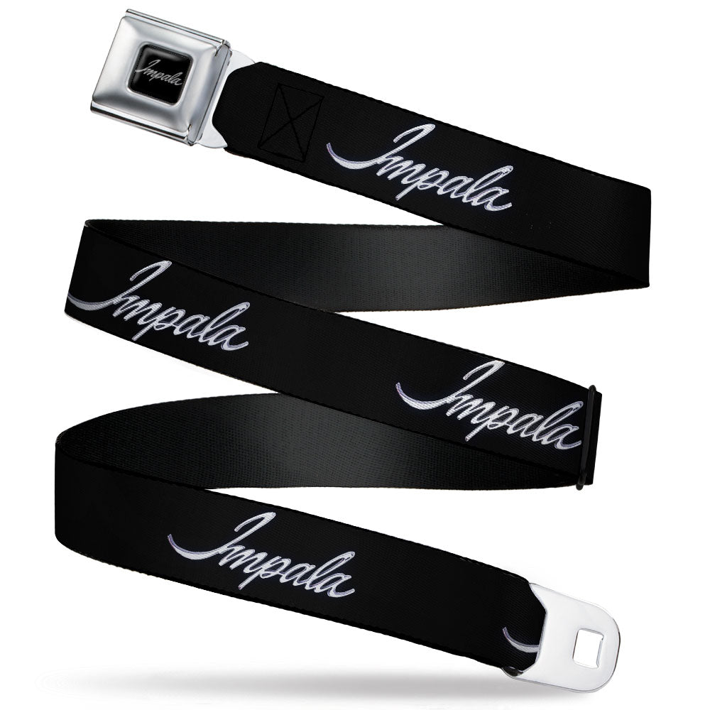 Impala Script Emblem Black & Silver Seatbelt Belt