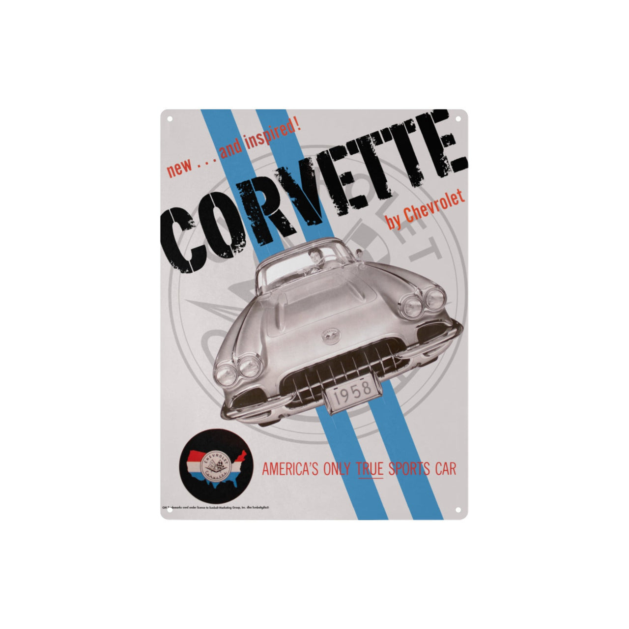 Corvette 1958 C1 Tin Sign 12" x 16" Vintage Muscle Car Wall Art, Classic Muscle Car Decor for Garage, Man Cave, Bar, or Home