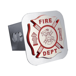 Fire Department Logo Class III Trailer Hitch Plug - Mirrored