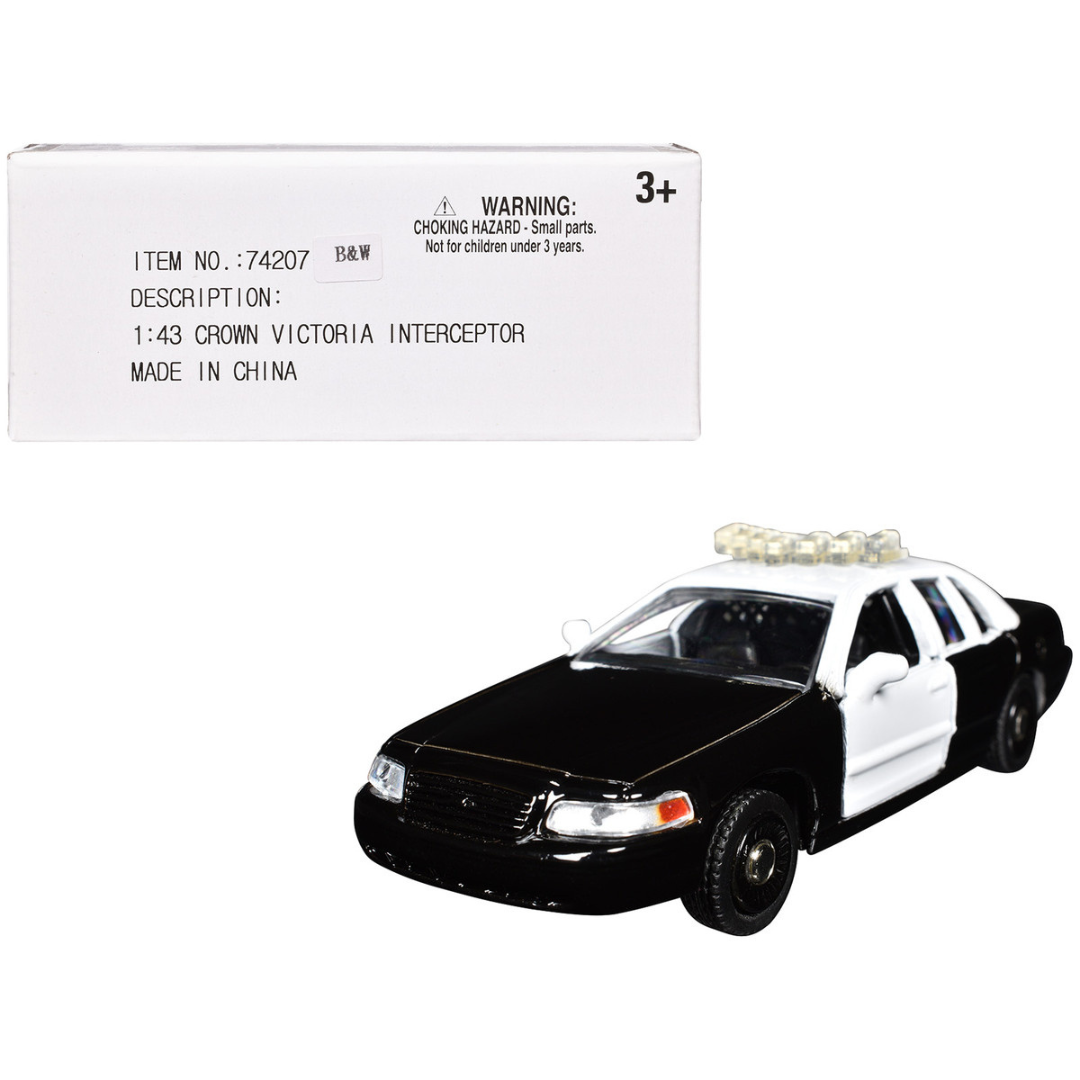 Ford Crown Victoria Police Interceptor Black and White 1/43 Diecast Model Car