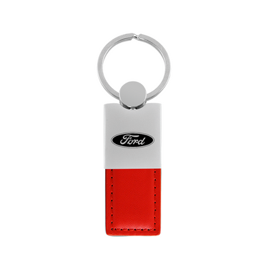 ford-duo-leather-chrome-key-fob-red-38231-classic-auto-store-online