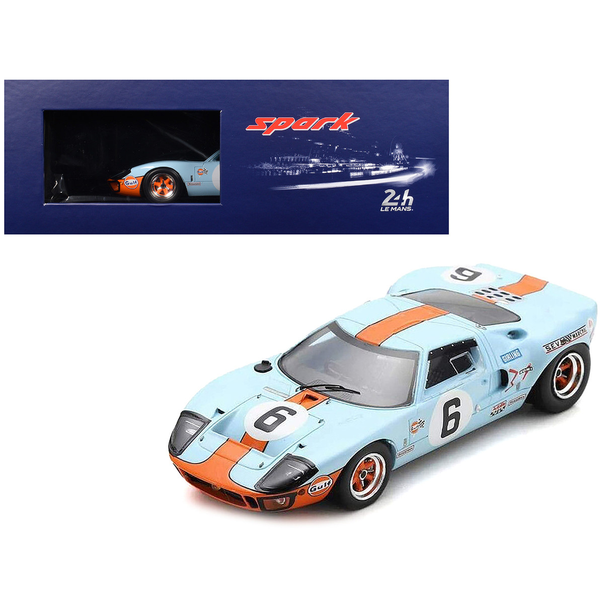 Ford GT40 #6 Jacky Ickx - Jackie Oliver "JW Automotive Engineering" Winner "24 Hours of Le Mans" (1969) with Acrylic Display Case 1/18 Model Car