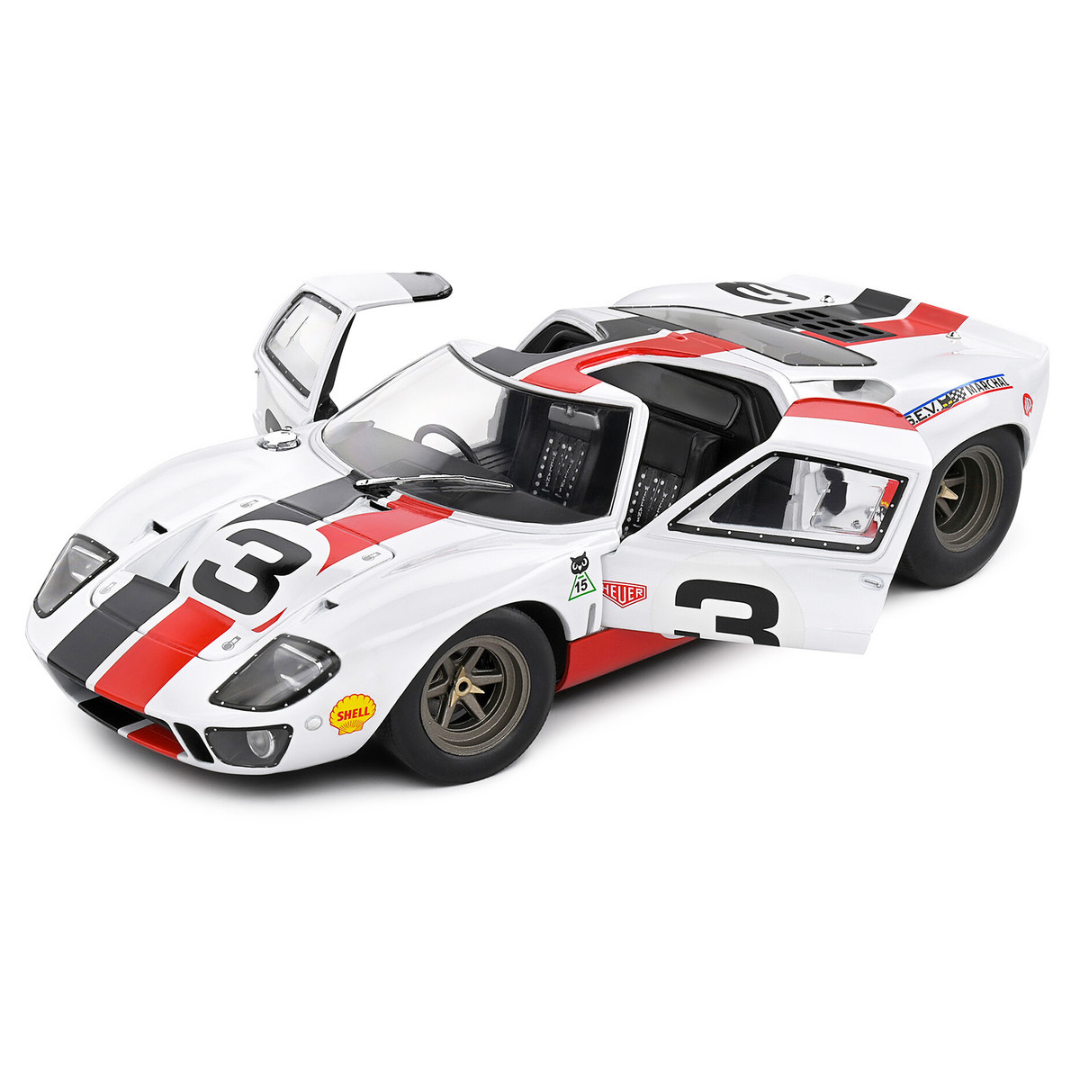 Ford GT40 MK1 #3 "Eric Dean Design" White with Red and Black Stripes "Competition" Series 1/18 Diecast Model Car