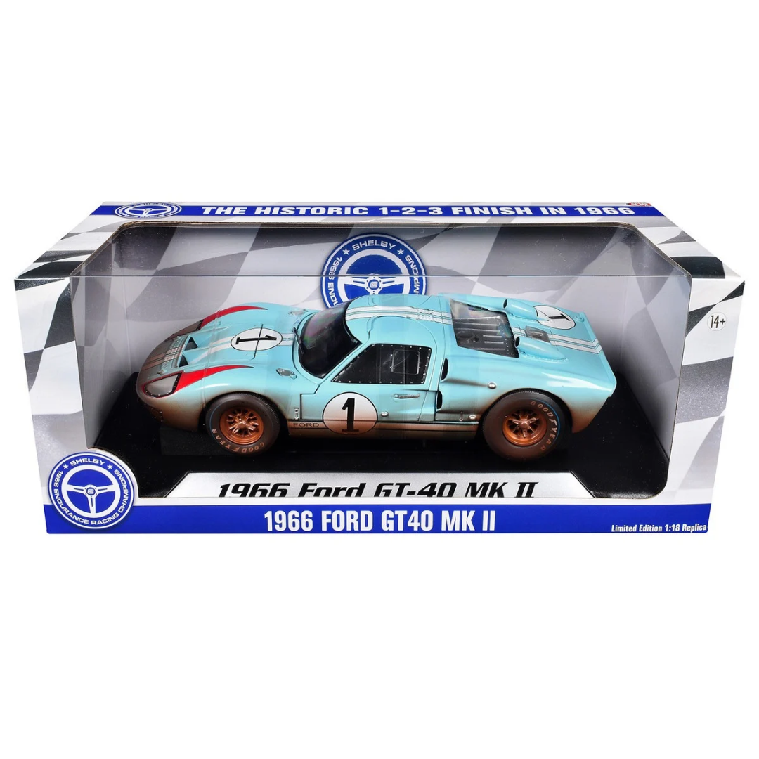 Ford GT40 MKII #1 Ken Miles - Denny Hulme "Shelby American" 2nd Place "24 Hours of Le Mans" (1966) "60th Anniversary of Historic 1-2-3 Finish" Series 1/18 Diecast Model Car