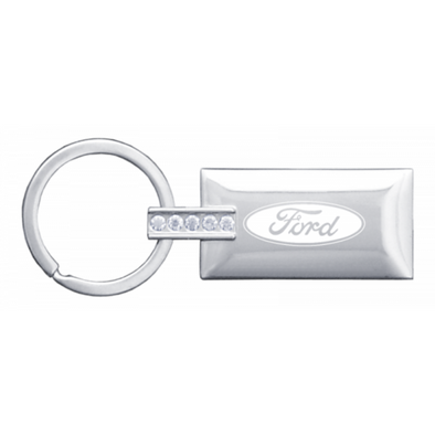 Ford Jeweled Rectangular Key Fob - Silver