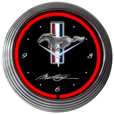 FORD MUSTANG NEON CLOCK