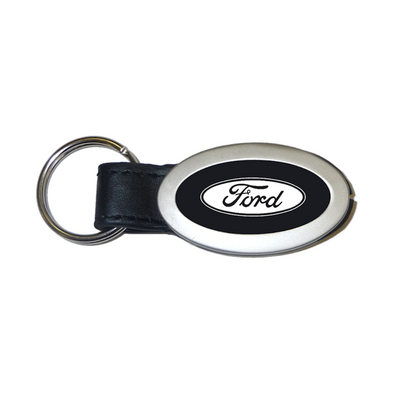 Ford Oval Leather Key Fob in Black