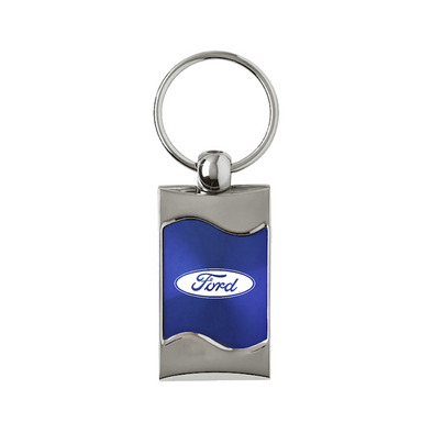 Ford Rectangular Wave Key Fob in Blue