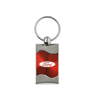 Ford Rectangular Wave Key Fob in Red
